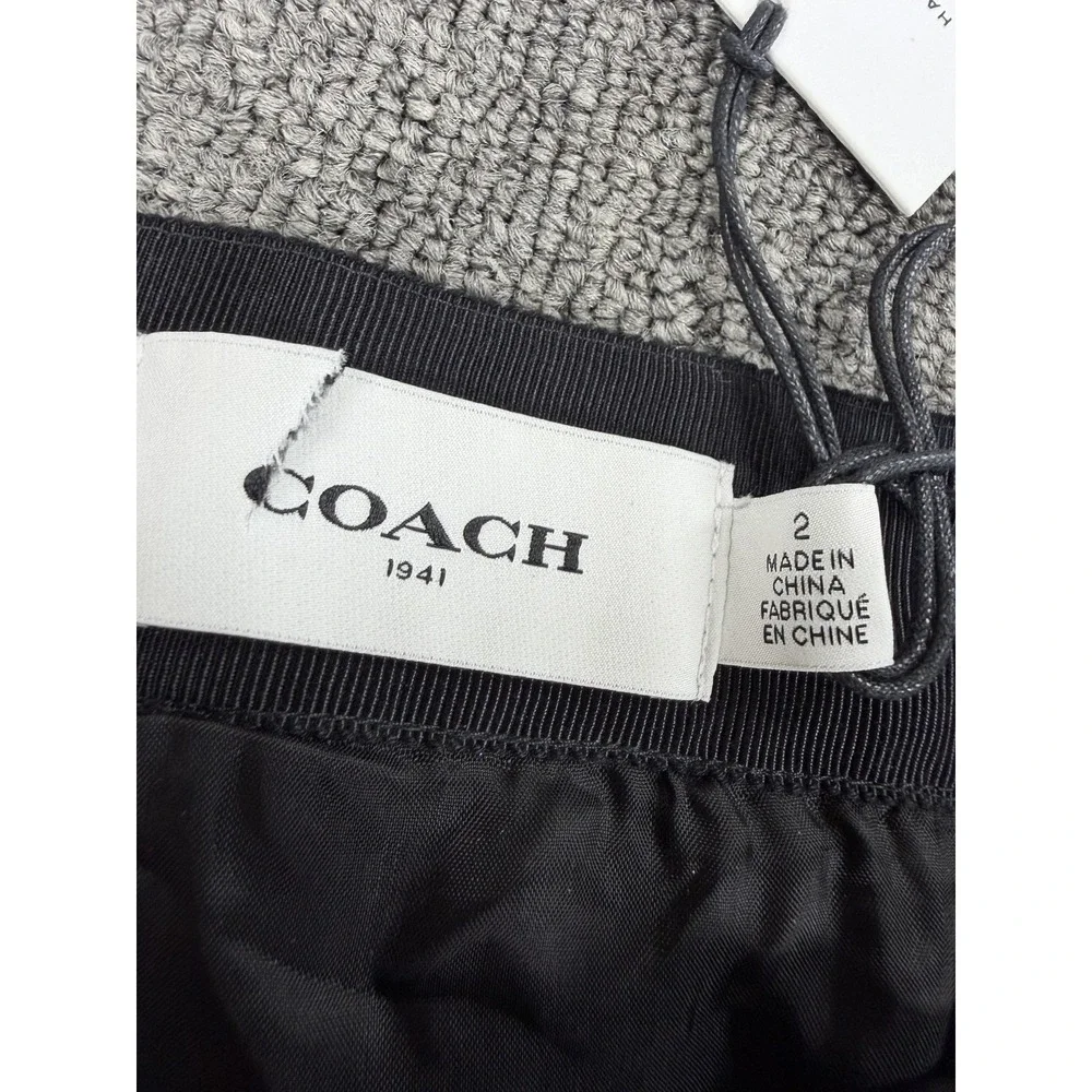 Coach Skirt Womens 2 Gold Metallic Mixed Pleated Lace Floral Mini Formal Party